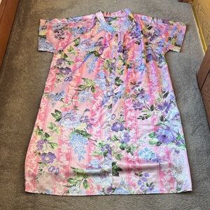 Granada Pink Satin Floral Night Gown SIZE OS